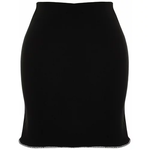 Trendyol Black Fitted Shiny Stone Skirt