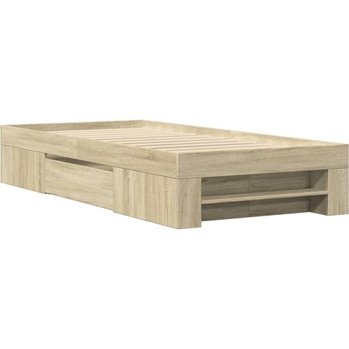 vidaXL Posteljni okvir sonoma hrast 100x200 cm inženirski les, (21336396) Cene