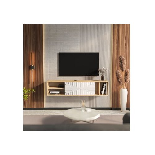 Hanah home tv polica teo floating sapphire oak white Cene