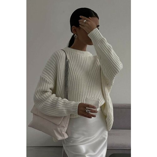 Madmext Sweater - Ecru - Oversize Slike