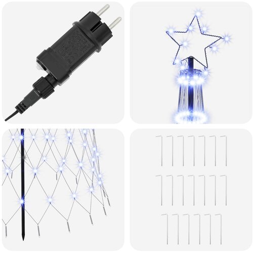  LED božićno drvce 250 cm 290 LED lampica Plava Željezo Crna Slike