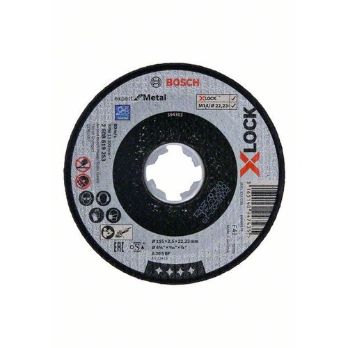 Bosch disk za ravno sečenje x-lock expert for metal 115x2,5x22,23 2608619253, a 30 s bf, 115 mm, 2,5 mm Slike