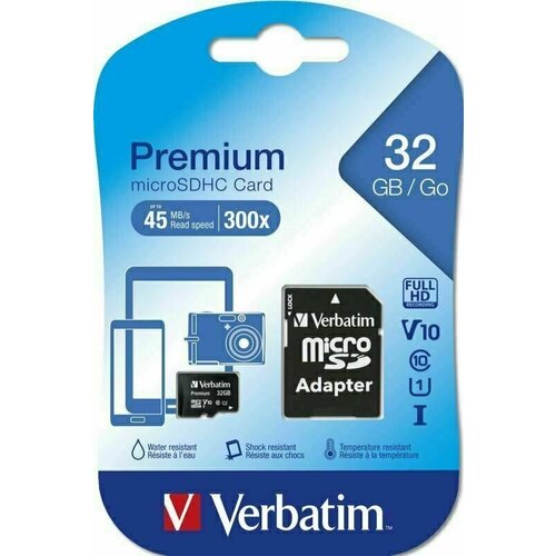 Verbatim microSDHC 32GB Class 10 UHS-I incl Adapt. 44083 Slike