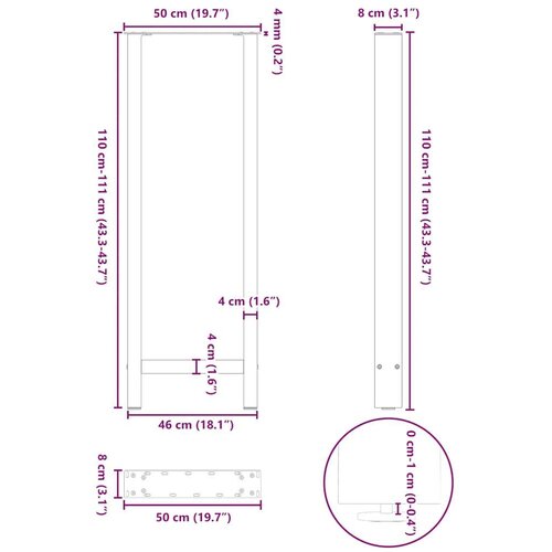 VidaXL Noge za barski stol antracit boje 2 kom 50 x (110-111) cm čelik Slike
