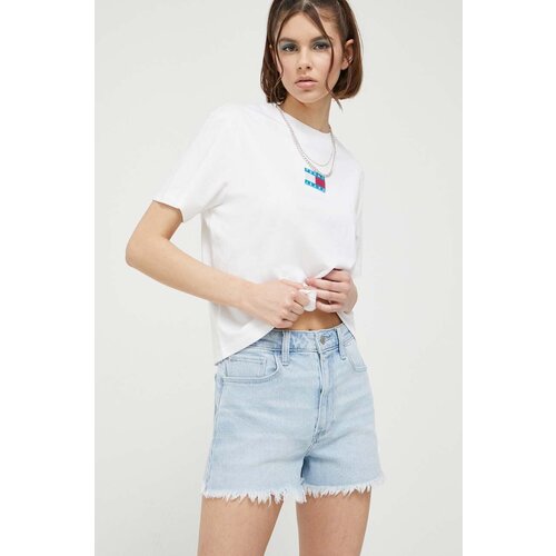 Tommy Jeans Bombažna kratka majica bela barva Slike
