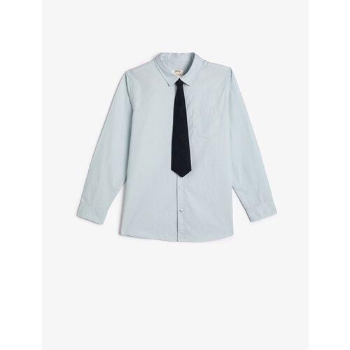 Koton School Shirt With Tie Detail Long Sleeve Cotton Classic Collar Cene