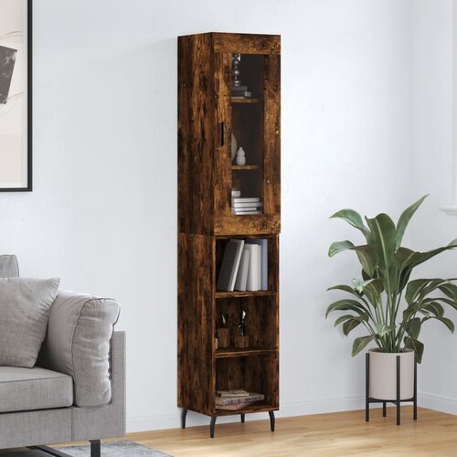  Visoka komoda dimljeni hrast 34,5x34x180cm konstruiranog drva Cijene