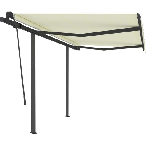 Maison Chic Ročna zložljiva tenda - Senčniki s stebrički 3,5x2,5 m krem, (22041645) Slike
