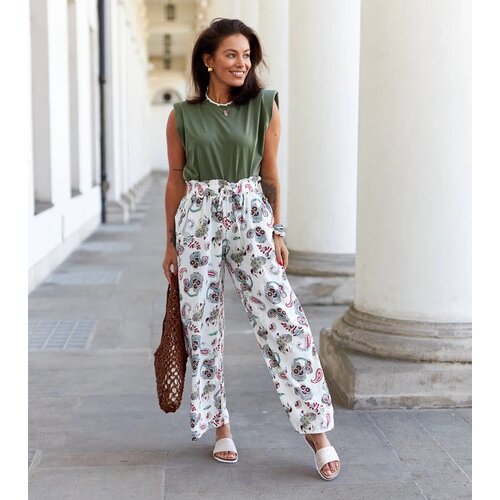 UR/CEO White floral wide pants Palermo Cijene