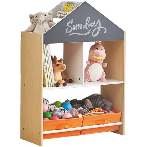 Ginger Home Етажерка за играчке и књиге Црна Табла за Писање, Кућица, Дрво Slike