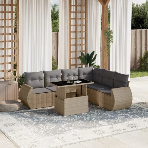  7-dijelni set vrtnih sofa od poliratana s jastucima bež 100 x 55 x 73 cm Cene