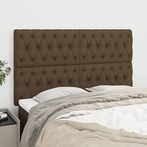 VidaXL Posteljno vzglavje 4 kosa temno rjav 72x7x78/88 cm blago Slike