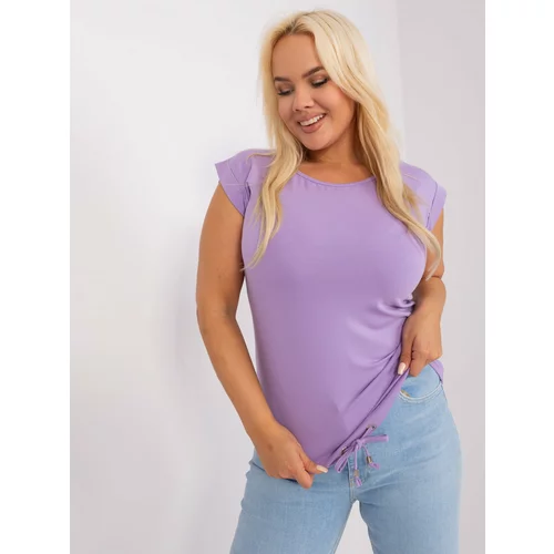 Fashion Hunters Purple women's blouse plus size with a slit