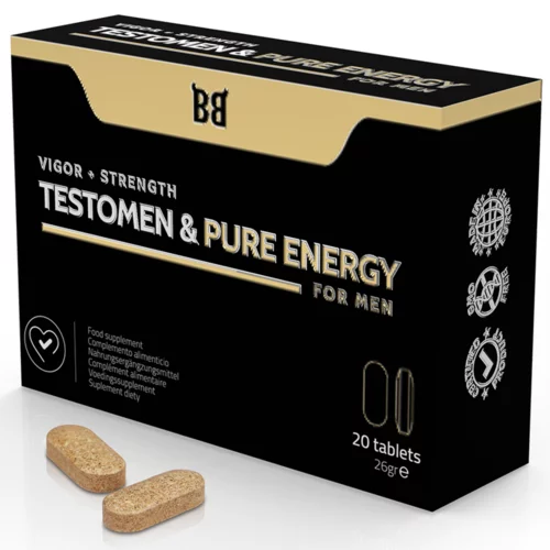 BlackBull By Spartan Tablete za moške Testomen & Pure Energy, 20 kos