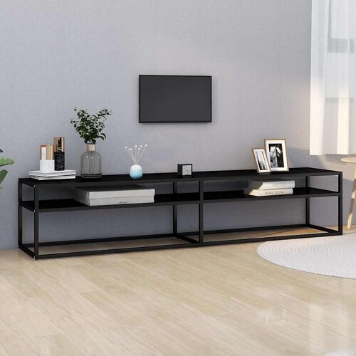 TV ormarić crni 200 x 40 x 40,5 cm od kaljenog stakla Cijene