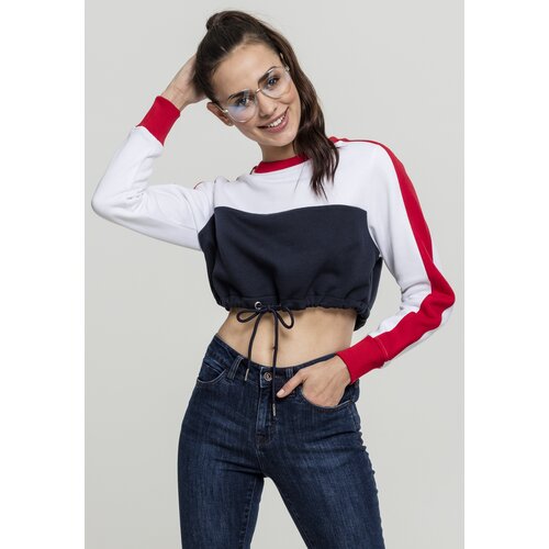 UC Ladies Ladies Cropped 3-Tone Stripe Crew Nautical/White/Fiery Red Slike