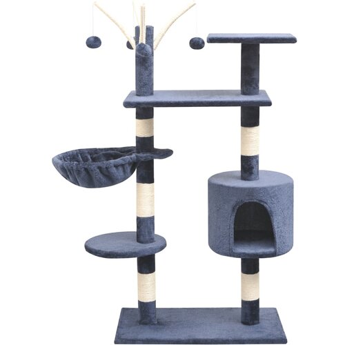 VidaXL Mačje drevo s praskalniki iz sisala 125 cm temno modre barve Slike
