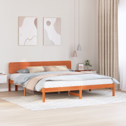  Krevetni okvir s uzglavljem Vosak smeđi 180x200 cm Masivna borovina Cijene