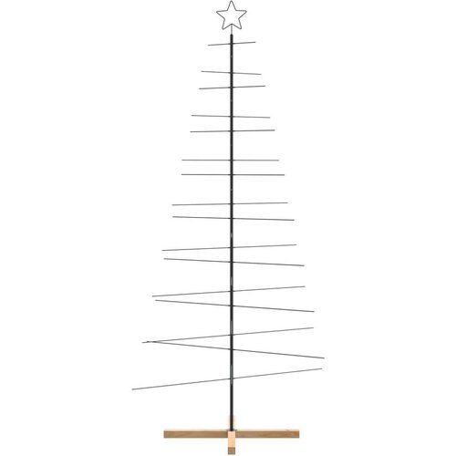 VidaXL Metalno božićno drvce s drvenom bazom crno 210 cm Slike