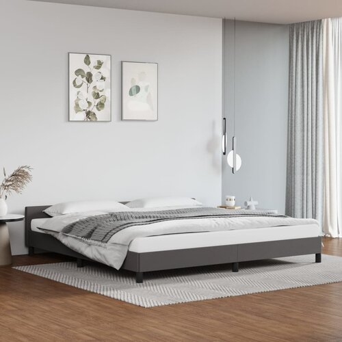 VidaXL Posteljni okvir z vzglavjem siva 200x200 cm umetno usnje Slike