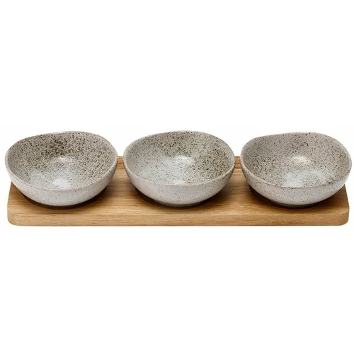 Ladelle Set od 3 porculanske zdjele za posluživanje s pladnjem Artisan Shallow