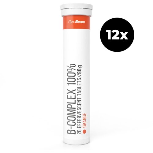 GymBeam B-Complex 100% &amp;scaron;umeće tablete 12 x 20 tab naranča Slike