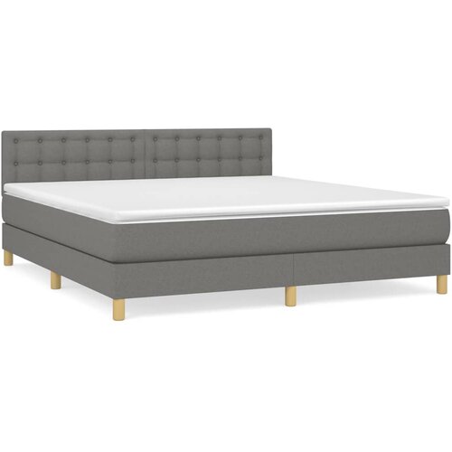 VidaXL Box spring postelja z vzmetnico temno siva 160x200 cm blago, (20896339) Slike