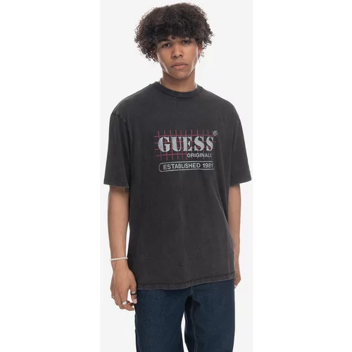 GUESS Originals Kratka majica Guess Washed Grid Logo Tee moška, črna barva
