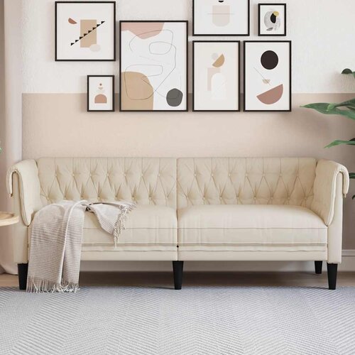 vidaXL Kavč trosed chesterfield laneno platno Cene