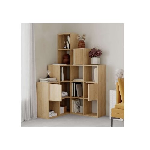 Hanah home Bookshelf Paleo, 150,8x150,8x28 cm, Boje hrasta Slike
