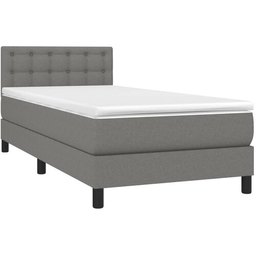  Krevet s oprugama i madracem tamnosivi 100 x 200 cm od tkanine Slike
