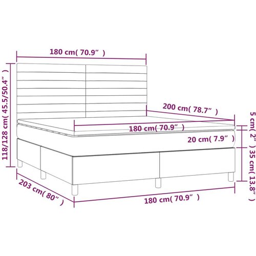 VidaXL Okvir kreveta s oprugama i madrac svjetlosivi 180x200cm tkanina Slike