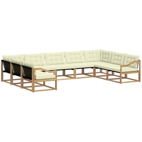 vidaXL Zunanja garnitura za sedenje z blazino 9 pcs Bela in krem, (5000279933) Cene