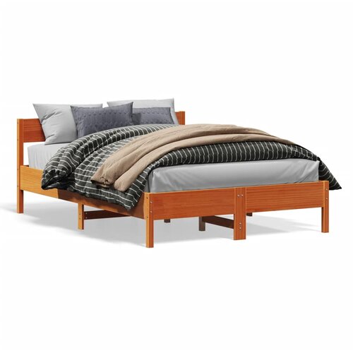 VidaXL Okvir kreveta s uzglavljem vo&amp;scaron;tano smeđi 140x190 cm od borovine Slike