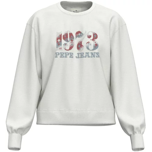 PepeJeans Sweater majica 'Nya' sivkasto plava / tamno crvena / bijela