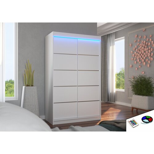 ADRK Klizni ormar BENISSO s LED rasvjetom, 120 cm - BIJELA Cene