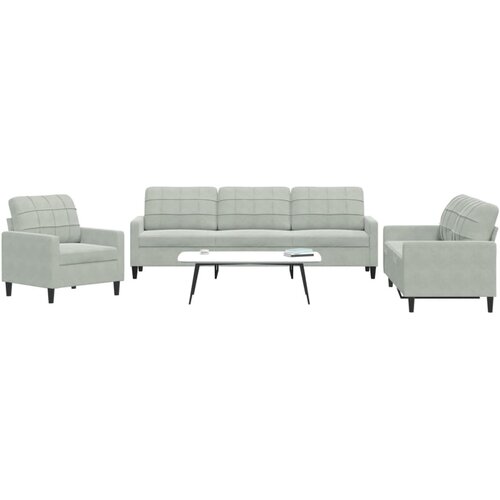  3-dijelni set sofa s jastucima svjetlosivi bar&scaron;unasti Cijene