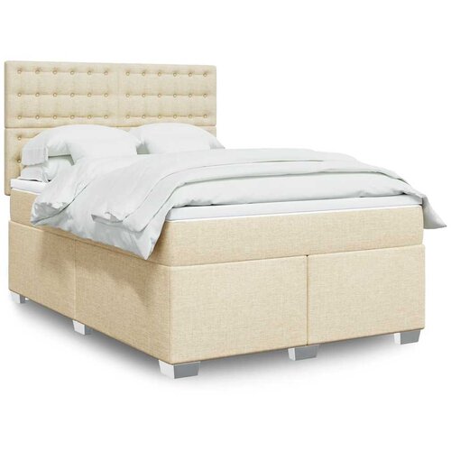  Krevet s oprugama i madracem krem 140x200 cm od tkanine Cijene