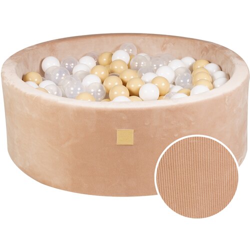 MeowBaby Round Ball Pit z žogicami 7cm za otroka, 90x30cm/200 žogic, Velvet žamet, Pesek: prozoren, bel, bež, (20800793) Cene