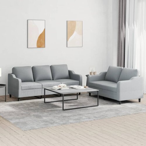  2-dijelni set sofa s jastucima svjetlosivi od tkanine Cene