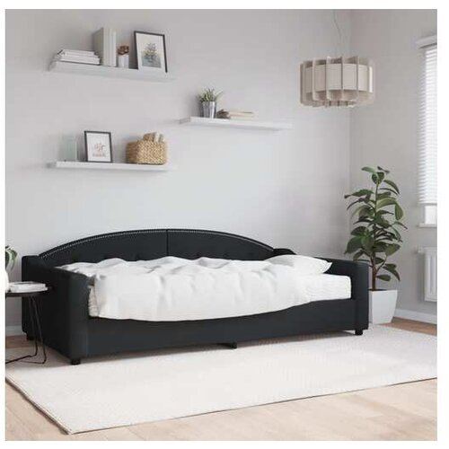 VidaXL Dnevna postelja z vzmetnico črna 100x200 cm blago Slike