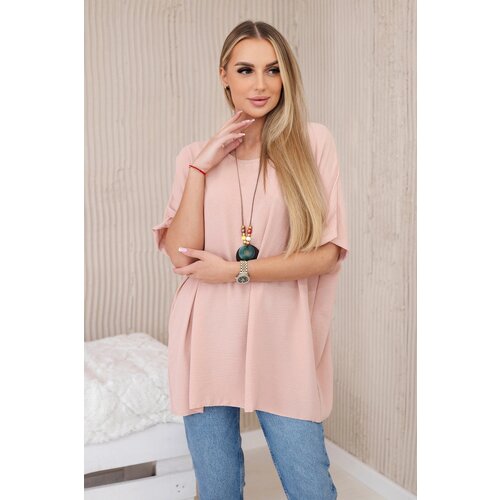 Kesi Włoski Oversized blouse with pendant dark powder pink Cijene