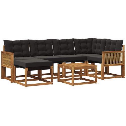 vidaXL Zunanja garnitura za sedenje z blazino 7 pcs Naravna in črna, (5000273385) Cene