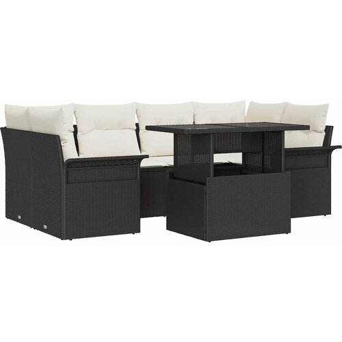  Sjedeća garnitura za vrt 7 kom. Crna [Sintetički]: Poli Ratan 234 x 132,5 x 85 cm Slike