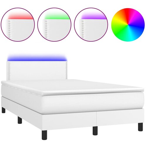 Maison Chic Box spring postelja - Vzmetna postelja z vzmetnico LED bela 120x200cm umetno usnje SL9109, (21901242) Cene