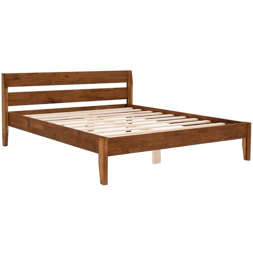 Kalune Design Zakonska postelja iz masivne smreke z letvenim dnom 160x200 cm v naravni barvi/temno rjava Venus – Cene