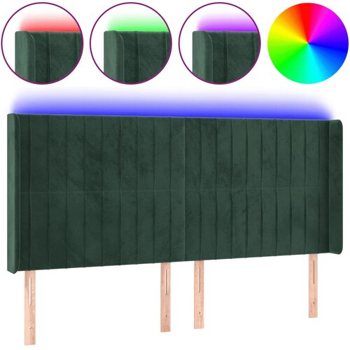 Maison Chic LED Posteljno vzglavje - Vzglavna omarica - Nočna omarica temno zeleno 163x16x118/128 cm žamet, (21709892) Cene
