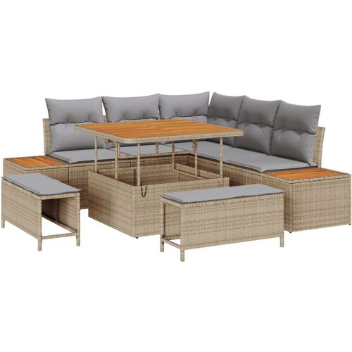  Set vrtnog kauča od 8 dijelova s jastučićima  bež poliratan  akacija  Set vrtne blagovaonice od 3 dijela s jastučićima  bež poli Cijene