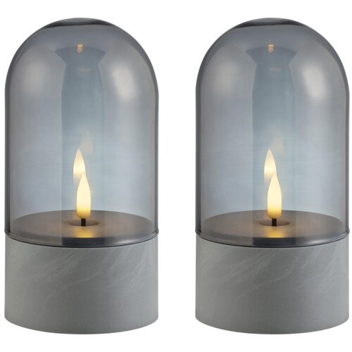 Brilliant SET 2x LED sveće ILLUSION LED/2xAA IP44 siva/dimljeno-crna Slike