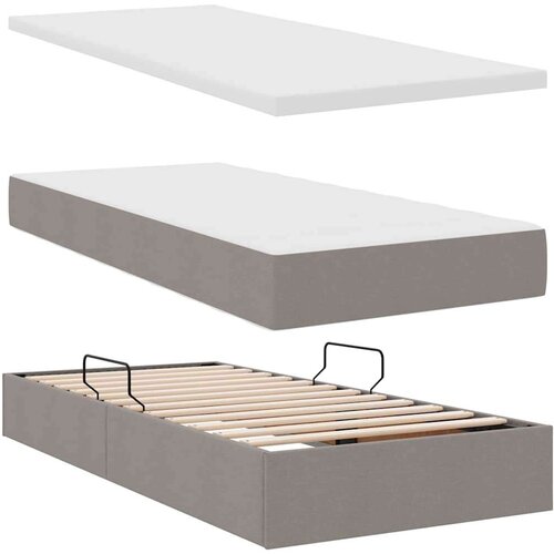  Krevet s madracem i skladi&amp;scaron;tem Sivo-smeđa 90 x 200 cm Poliester - Sivo-smeđa 90 x 200 cm Dizajn s jastučićima Slike